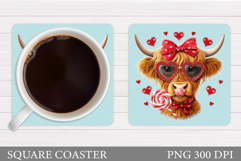 Valentines Cow Coaster Design. Valentines Square Coaster Product Image 1