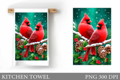 Christmas Cardinal Kitchen Towel. Christmas Kitchen Towel Product Image 1