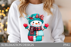 Patchwork Snowman T-Shirt. Patchwork Snowman Sublimation Product Image 1