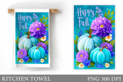 Fall Pumpkin Kitchen Towel. Fall Kitchen Towel Sublimation Product Image 1