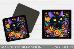 Cat Magnet Sublimation. Cute Cat Magnet Design Product Image 1