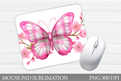 Butterfly Mouse Pad Design. Flowers Mouse Pad Sublimation Product Image 1