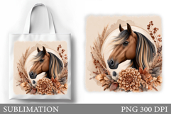 Horse Tote Bag Sublimation. Cute Horse Sublimation Product Image 1