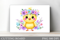 Cute Chick Cutting Board. Chick Flowers Cutting Board Design Product Image 1