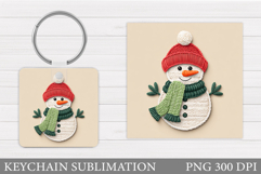Crochet Snowman Keychain. Christmas Keychain Design Product Image 1