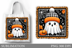 Ghost Tote Bag Sublimation. Halloween Tote Bag Design Product Image 1