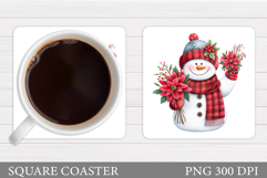 Cute Snowman Coaster Sublimation. Christmas Coaster Design Product Image 1