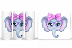 Cute Elephant Tumbler Design. Funny Elephant Tumbler Wrap Product Image 2