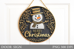 Cute Snowman Door Sign Design. Christmas Sublimation Product Image 1