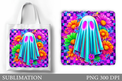 Ghost Tote Bag Sublimation. Halloween Tote Bag Design Product Image 1