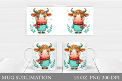 Christmas Cow Mug Design. Christmas Mug Sublimation Product Image 1