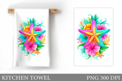Starfish Kitchen Towel. Seashell Kitchen Towel Design Product Image 1