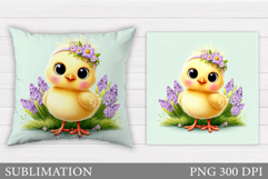 Spring Chick Pillow Sublimation. Spring Pillow Design Product Image 1