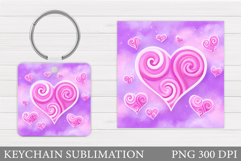 Hearts Keychain Sublimation. Valentine Keychain Design Product Image 1