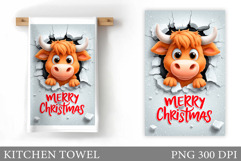 Christmas Cow Kitchen Towel. Christmas Kitchen Towel Design Product Image 1