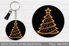 Christmas Tree Round Keychain. Christmas Keychain Design Product Image 1