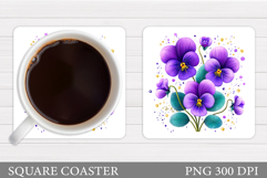Flowers Coaster Sublimation. Floral Coaster Design Product Image 1