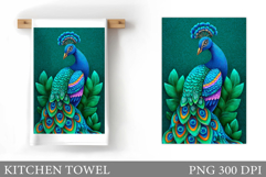 Peacock Kitchen Towel. Peacock Sublimation Product Image 1