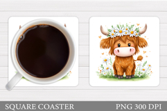 Cow Coaster Sublimation. Cow Flowers Coaster Design Product Image 1