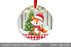 Cute Fox Christmas Ornament. Christmas Ornament Sublimation Product Image 1
