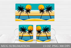 Palm Tree Mug Sublimation. Summer Mug Wrap Design Product Image 1