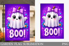 Cute Ghost Garden Flag. Cute Halloween Garden Flag Design Product Image 1