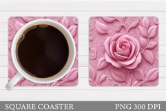 Roses Coaster Sublimation. Flowers Coaster Design Product Image 1