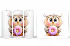 Cute Owl Tumbler Design. Owl Sublimation Product Image 2