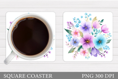 Floral Coaster Design. Flowers Coaster Sublimation Product Image 1
