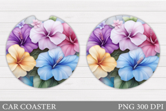 Floral Coaster Design. Flowers Car Coaster Sublimation Product Image 1