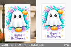 Cute Ghost Garden Flag. Cute Halloween Garden Flag Design Product Image 1