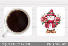 Cute Snowman Coaster Design. Christmas Coaster Sublimation Product Image 1