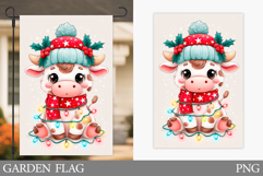 Christmas Cow Garden Flag. Christmas Garden Flag Sublimation Product Image 1