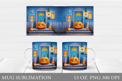Halloween Mug Sublimation. Halloween Pumpkin Mug Design Product Image 1