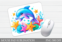 Dolphin Mouse Pad Design. Sea Mouse Pad Sublimation Product Image 1