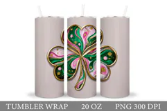 St Patrick Clover Tumbler. St Patrick Tumbler Sublimation Product Image 1