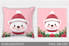 Polar Bear Pillow Design. Christmas Pillow Sublimation Product Image 1