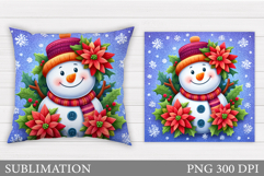 Christmas Snowman Pillow. Christmas Pillow Sublimation Product Image 1