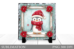Christmas Penguin Slate Design. Cute Penguin Sublimation Product Image 1