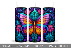 Butterfly Tumbler Sublimation. Flowers Tumbler Design Product Image 1