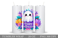 Cute Ghost Tumbler Sublimation. Halloween Tumbler Design Product Image 1