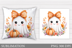 Halloween Ghost Pillow Design. Halloween Ghost Sublimation Product Image 1