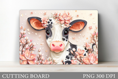 Cow Cutting Board Design. Cow Flowers Cutting Board Product Image 1