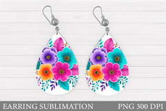 Flowers Earring Design. Floral Earring Sublimation Product Image 1