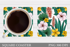 Flowers Coaster Design. Floral Coaster Sublimation Product Image 1