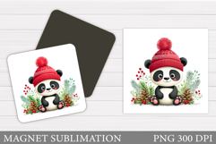 Christmas Panda Magnet Design. Christmas Magnet Sublimation Product Image 1