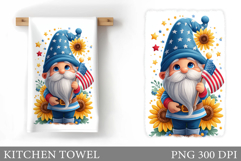 Patriotic Gnome Kitchen Towel. Patriotic Sublimation Product Image 1