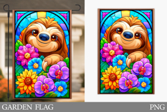 Cute Sloth Garden Flag Design. Cute Sloth Sublimation Product Image 1