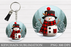 Cute Snowman Keychain Sublimation. Christmas Keychain Design Product Image 1