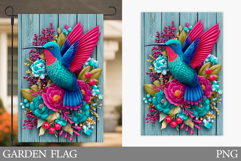 Hummingbird Garden Flag. Bird Garden Flag Sublimation Product Image 1